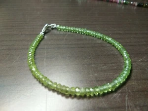 AAA PERIDOT GEMSTONE RONDELLE 4 MM  BEADS 7" BRACELET JEWELRY - Picture 1 of 3