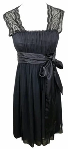 Grace and Hart Black Silk Dress Size 10 Embroidered Beaded Sheer Layered - Picture 1 of 12