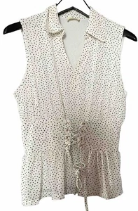 Ember Polka Dot Sleeveless Top Women's Size L Corset Waist White - Picture 1 of 5