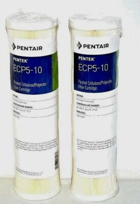 2 Pentek ECP5-10 Standard 10" Pleated Under Sink Sediment Water Filters 5 Micron - Image 1 of 3