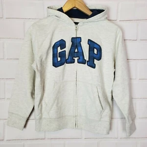 Gap Kids Boy's Long Sleeve Hoodie Zip Up Sweatshirt Jacket Ivory Heather Sz 10 L - Picture 1 of 5