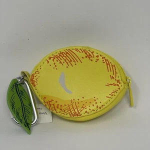 Vera Bradley Squeeze Day Lemon Grove Coin Purse Bag Charm Yellow Faux Leather - Picture 1 of 8