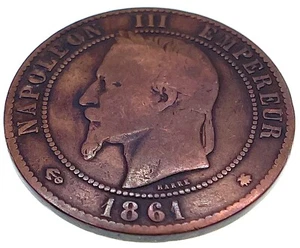 World Coin: 1861 France - 10 Centimes - Circulated (SKU 121) - Picture 1 of 4