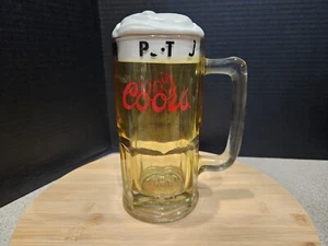Coors Glass Beer Mug Tip Jar Coin Bank Mancave Vintage Collectible - Picture 1 of 15