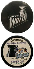 1999 ORLANDO SOLAR BEARS IHL TURNER CUP PLAYOFFS IN IT TO WIN IT! VINTAGE PUCK