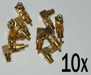 10 x RCA Winkel Adapter HIGHEND Winkeladapter vergoldet - Bild 1 von 1