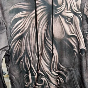 VChics Vintage Western Horse Print Casual Hoodie Med - Picture 1 of 8