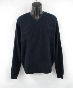 NWT Concencus Men's 100% Cashmere Navy Cable Knit Pullover Sweater Size M #K228 - Picture 1 of 5