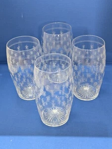 Set Of 4 Circa 19th Century Acid Etched Lead Crystal Glasses, Fleur De Lis - Picture 1 of 9