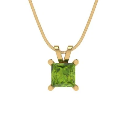 0.5 cttw Silver Pendant and 16" Necklace - Yellow Gold Plated - 4.5mm Peridot - Image 1 of 4