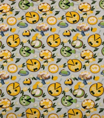 2 YDS UNCUT SUPER SNUGGLE FLANNEL FABRIC LEMON & KEY LIME PIE ON GRAY JOANN NEW - Image 1 of 2