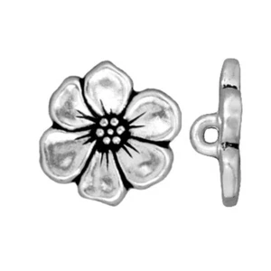 TierraCast Apple Blossom Button, Antiqued Silver Plated Pewter (Pkg. of 5) - Picture 1 of 1