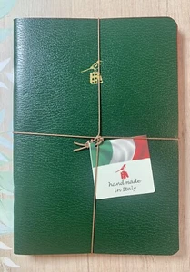 Quaderno diario fatto a mano Bieffe made in ITALY 3 pezzi pelle verde regalo compleanno - Foto 1 di 8