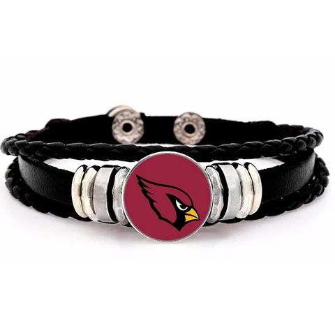 Arizona Cardinals Mens Womens Black Leather Bracelet Football w GiftPg D14 Cover