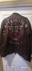 Affliction Black Premium Limited Edition Brown Leather Jacket Xl #118 Like New - Picture 1 of 5