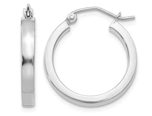 14K White Gold Hoop Earrings 20mm - Picture 1 of 4