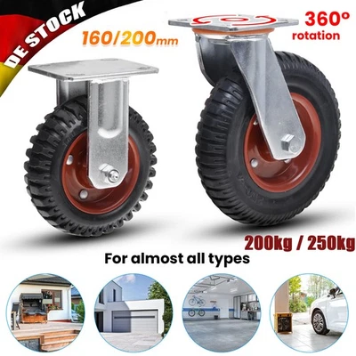 Transportrollen Schwerlastrollen Gummirollen Bockrollen / Lenkrollen 160mm/200mm - Bild 1 von 4