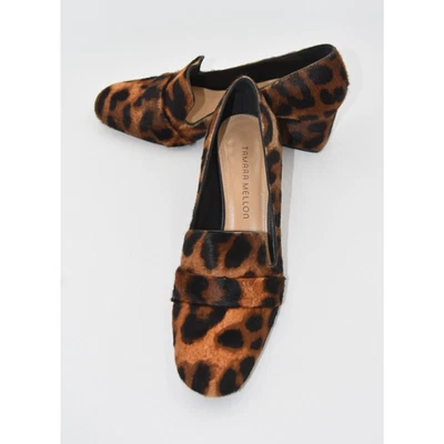 Tamara Mellon Haircalf Leopard Fellini Loafers 55mm Heel Pumps 38/8 - Image 1 of 4