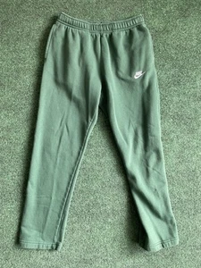 Nike Club Fleece Sweatpants Mens Medium Green Drawstring Sportswear Stretch - Picture 1 of 5