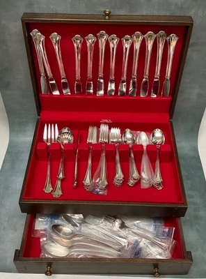 57 Pc Set Reed and Barton French Chippendale Service for 10 + Extras/Box - Image 1 of 4
