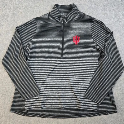 Indiana Hoosiers 1/4 Zip Pullover Sweater Womens 2XL Gray Black Striped Stretch - Image 1 of 4