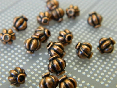 Cuentas espaciadoras de suministro de joyas estilo melón color cobre rojo de 5,5 mm - metal zinc Foto 1 de 4