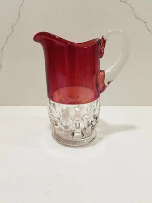 EAPG Greensburg Glass Co. Ruby Red CORONA Sunk Honeycomb Pattern Creamer 4 1/2" - Image 1 of 4