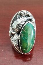 VINTAGE HANDMADE BY LS SOUTHWEST STERLING SILVER TURQUOISE RING.SIZE 9. 16.40GRS