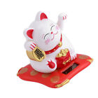(White)Solar Waving Cat Cute Good Luck Cat Maneki Neko Solar Powered Fortune