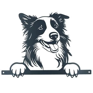 Silueta de Collie Peeking de Metal Negro con Placa de Fijación Adorno de Jardín Regalo - Imagen 1 de 6