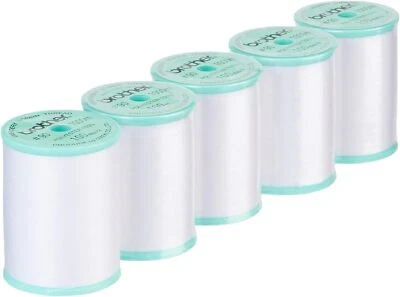 White Embroidery Bobbin Thread 90 Weight 5 Spools 1000 Meters For Brother Mac... - Image 1 of 3