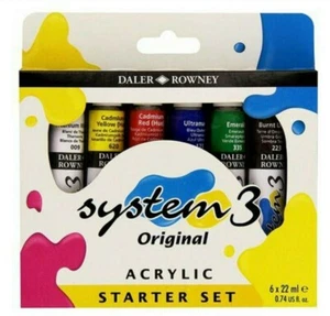Daler Rowney System 3 Acrylic Starter Set 6 x 22ml tubes - Picture 1 of 1