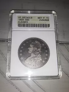 ANACS 1835 Capped Bust Half VF Details Net F 15..Cleaned - Picture 1 of 2