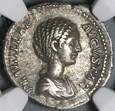 202 NGC Ch VF Plautilla Roman Empire Denarius Concordia Caracalla (23080802C) - Image 1 of 4
