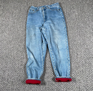 VTG 90s L.L. Bean Flannel Lined Mom Jeans Women's 12 Blue Denim USA Made Retro