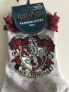 Harry Potter Frill Socks 4 5 6 7 8 Gryffindor Christmas Stocking Filler Red Grey - Picture 1 of 2