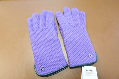 $98 Coach кашемир соты трикотажа женщин перчатки фиолетовый размер XS / маленький # 83892 - Изображение 1 из 3