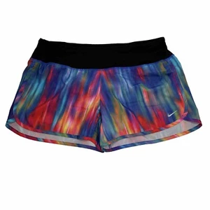 Nike Running Dri Fit Women’s Size Medium Lined Shorts Rainbow Tie Dye Colors - Picture 1 of 4