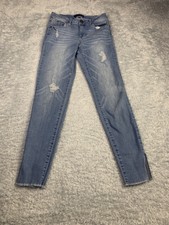 1822 Denim Women's Size 4 Blue Skinny Cut Off Distressed Stretch Denim Jeans