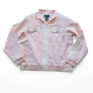 Hunt Club Vintage 80s 90s Silk Full Zip Jacket Pale Pink / Cream Women's M - Picture 1 of 8