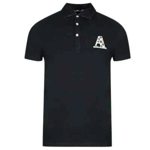 FAF_Aquascutum Check A Logo Black Polo Shirt - Picture 1 of 3