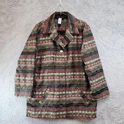 VTG Sag Harbor Blazer Jacket Women's 16 Multicolor Geometric Rayon Button Front - Image 1 of 4