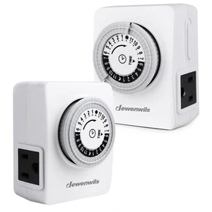 DEWENWILS Indoor Outlet Timer Plug in Light Timer 24-Hour Timer Switch 2 Pack  - Picture 1 of 18
