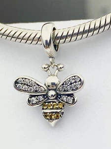 Stunning Honey Bee Pendant Dangle Charm Insect Genuine 925 Sterling Silver π - Picture 1 of 16