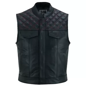 Herren Biker Lederweste Motorrad Leder Kutte Neu Biker Motorrad Leder Weste - Bild 1 von 4