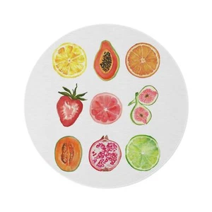 Fruity Round Rug - Colorful Fruit Slice Area Carpet, Boho Decor, Living [...] - Picture 1 of 5