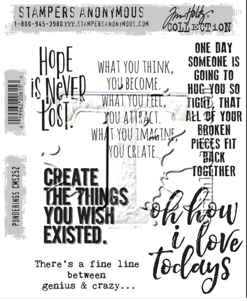 Tim Holtz Stampers Anonymous "PONDERINGS" Conjunto de Selos de Borracha Vermelha - Imagem 1 de 1