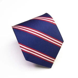 Brooks Brothers Krawatte Navy Blau Rot Weiß Streifen Regiment 100% Seide Muster - Bild 1 von 7