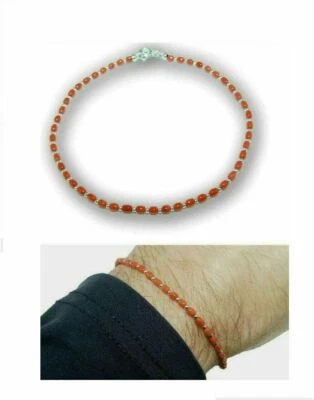Bracciale in Corallo Rosso di Argento 925 da Uomo Donna Braccialetto con pietre - Immagine 1 di 4