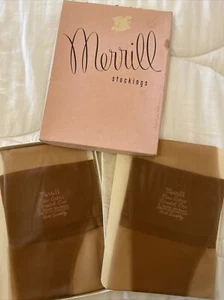 Vtg Box 2 Pr. Merrill Stockings Ladies Boudoir Hosiery 10 1/2 Sparkle Beige R14 - Picture 1 of 4